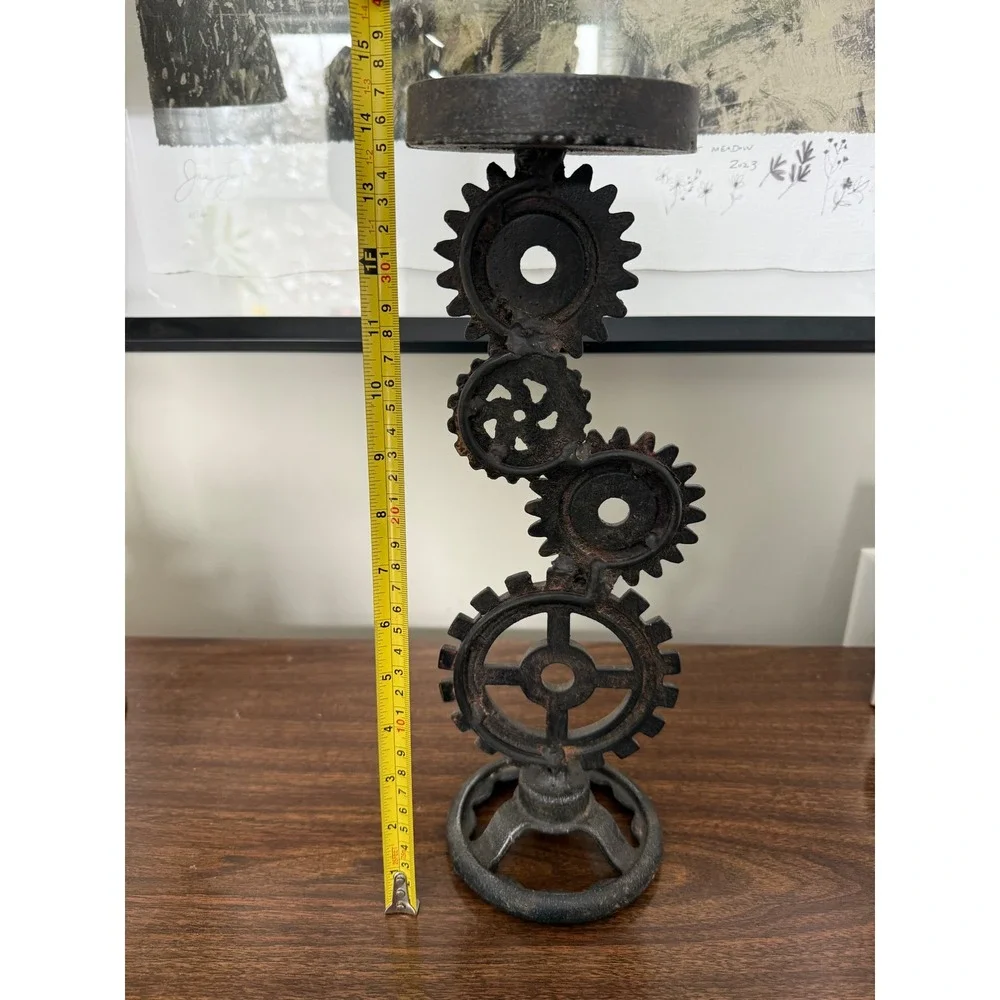 Industrial Gear Cog Candlestick Holder‎ Rustic Metal Decor